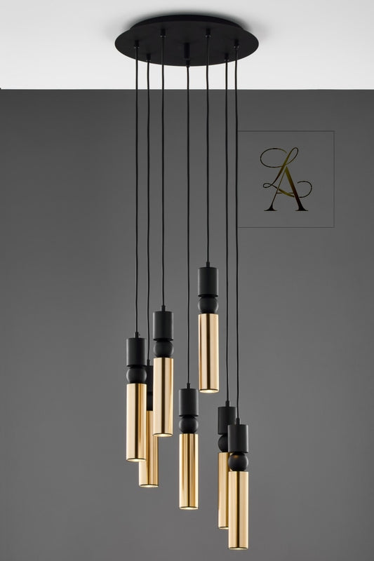 7 Lİ BİLYE DETAYLI BORU-PİPE LED SARKIT-AVİZE